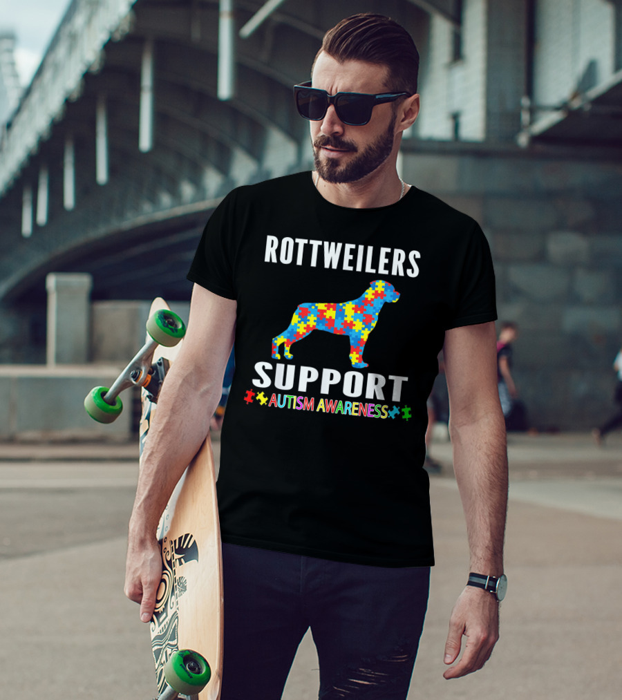 Rottweilers Support Autism Awareness Puzzle Piece T-Shirt
