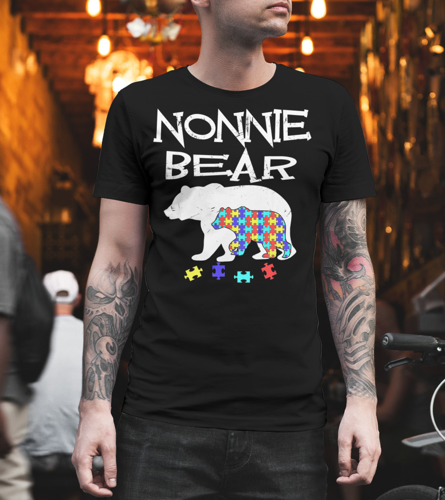 Nonnie Bear Autism Awareness Puzzle Bear T-Shirt