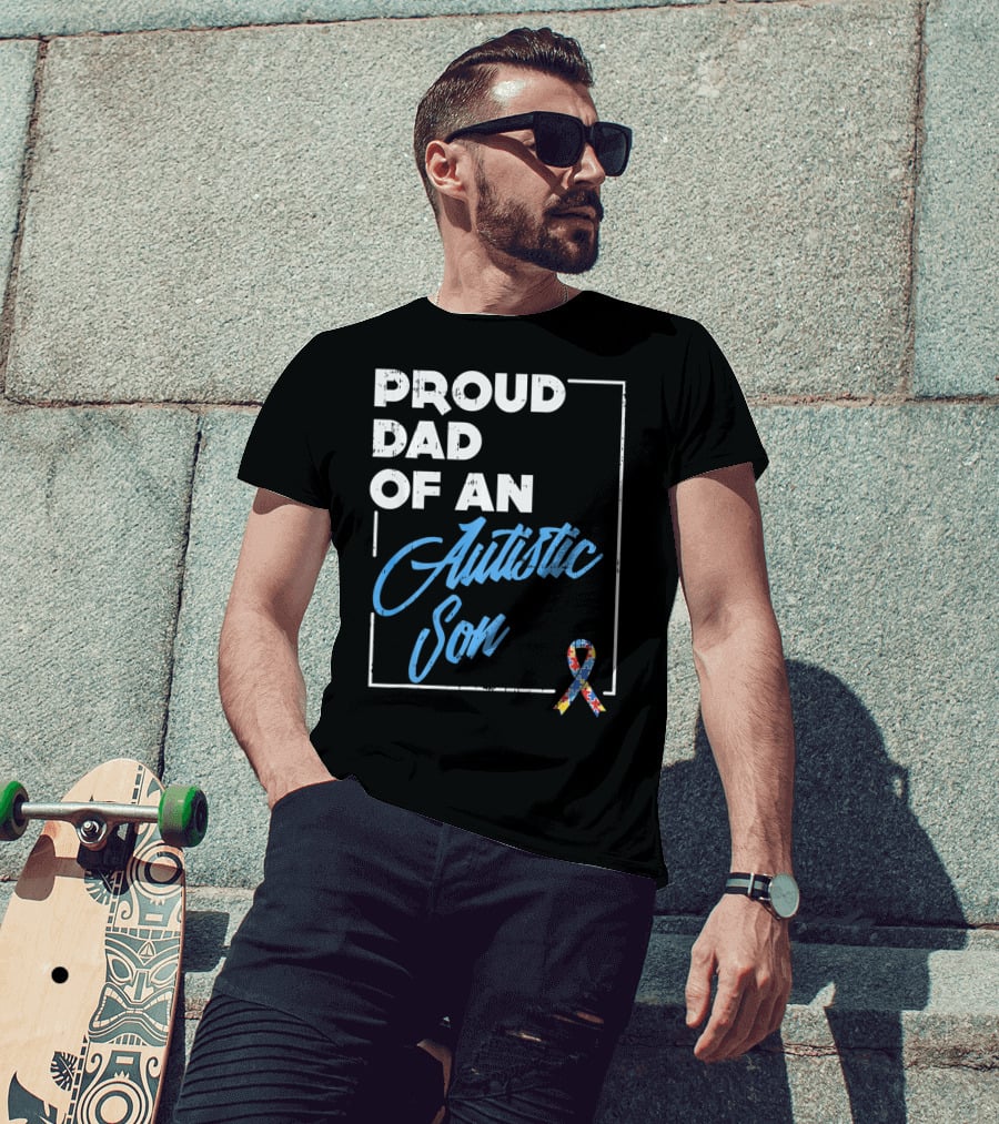 Proud Dad Of An Autistic Son Puzzle T-Shirt
