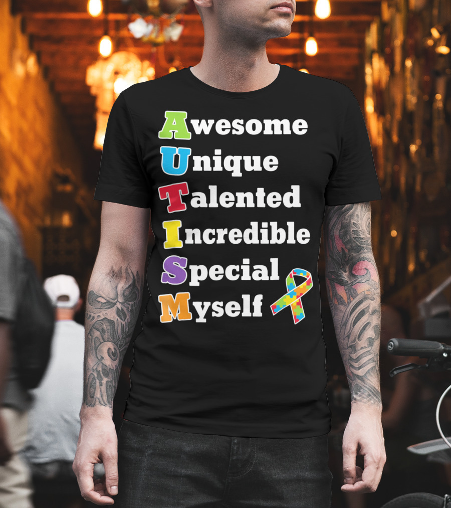 Autism Awesome Unique Talented Incredible Special Myself Awareness Puzzle T-Shirt