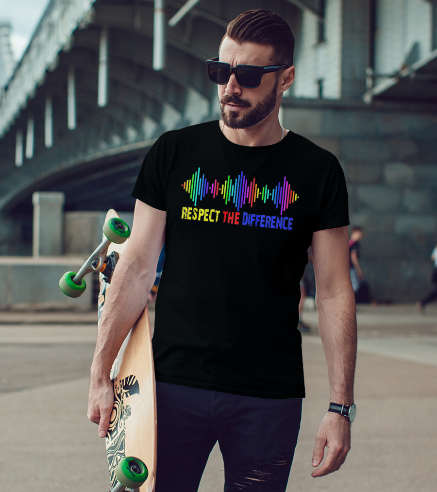 Respect The Difference Autism Awareness Colorful Soundwave T-Shirt
