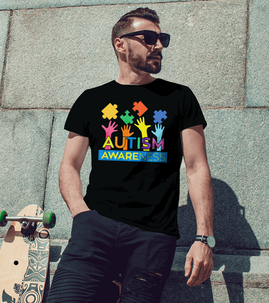 Autism Awareness Colorful Puzzle Hands T-Shirt