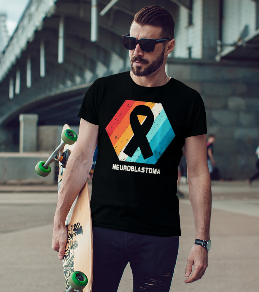 Neuroblastoma Awareness Ribbon Retro Hexagon T-Shirt