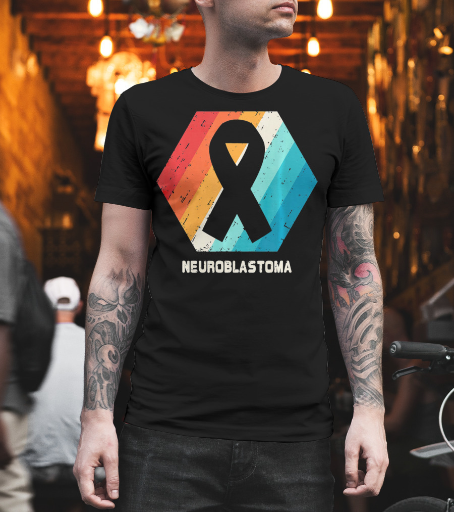 Neuroblastoma Awareness Ribbon Retro Hexagon T-Shirt