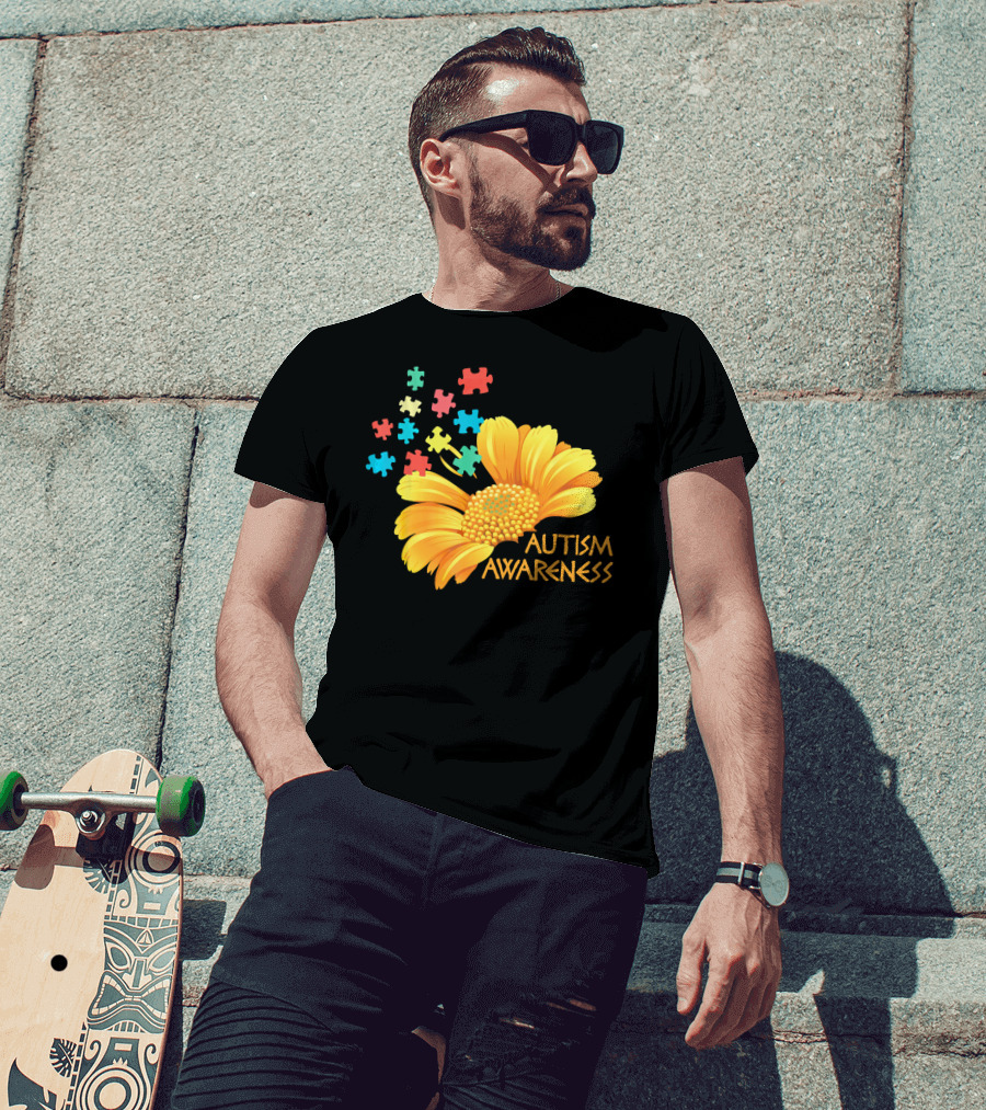 Sunflower Autism Awareness Puzzle Pieces T-Shirt