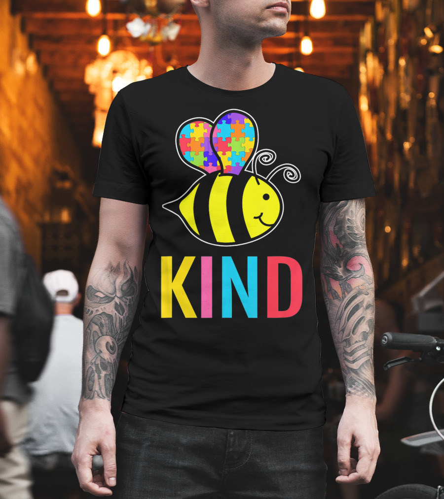 Autism Awareness Bee with Puzzle Wings KIND T-Shirt