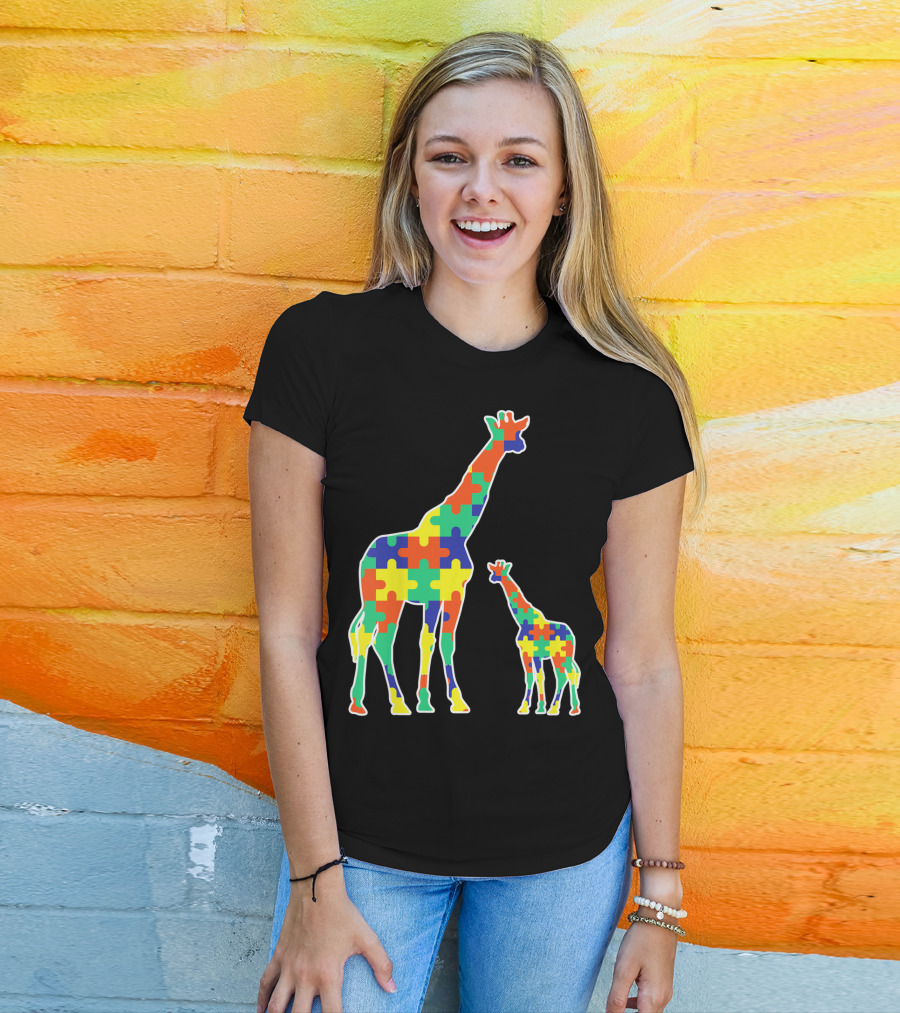 Kids Cute Autism Awareness Giraffes Puzzle T-Shirt