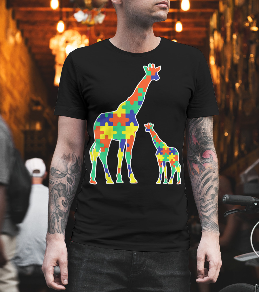 Kids Cute Autism Awareness Giraffes Puzzle T-Shirt
