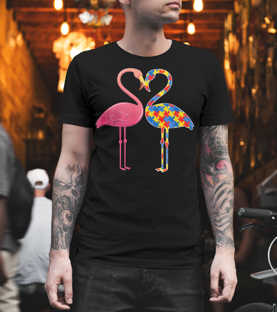 Flamingo Puzzle Autism Awareness T-Shirt
