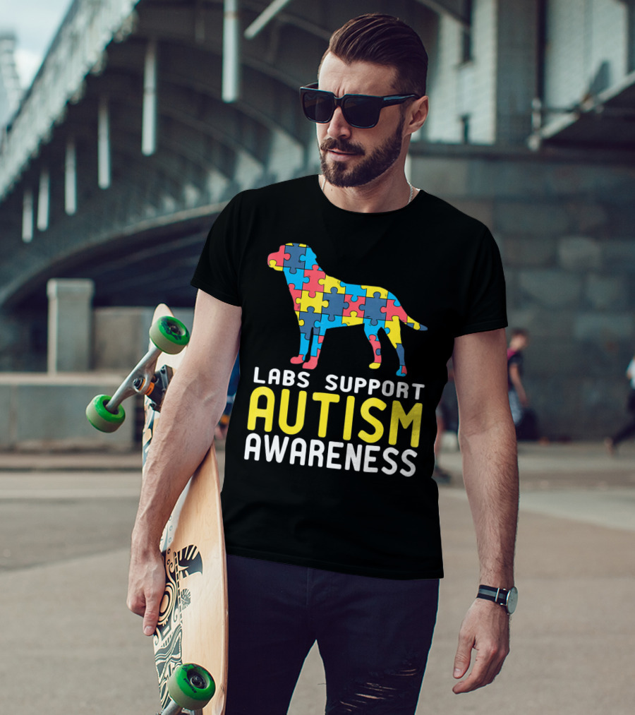 Labs Support Autism Awareness Puzzle Labrador T-Shirt