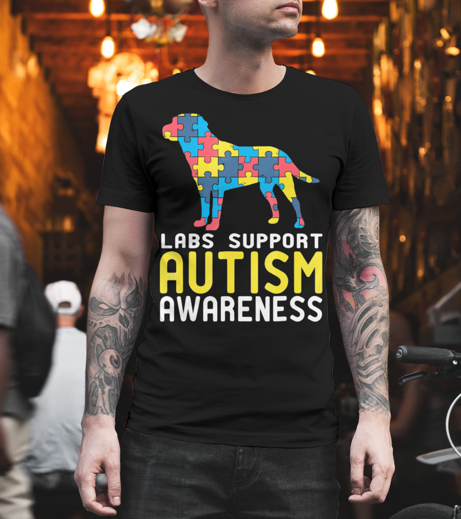 Labs Support Autism Awareness Puzzle Labrador T-Shirt