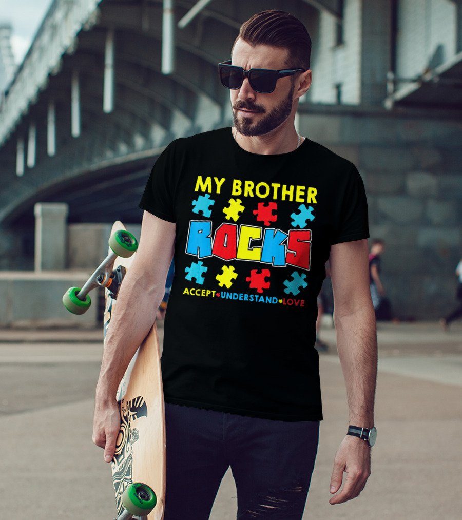 My Brother Rocks Accept Understand Love Autism Awareness T-Shirt