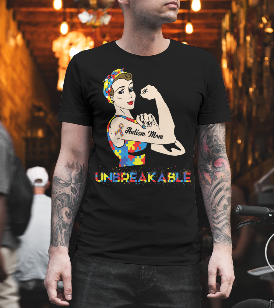 Unbreakable Autism Mom Puzzle Piece Awareness T-Shirt