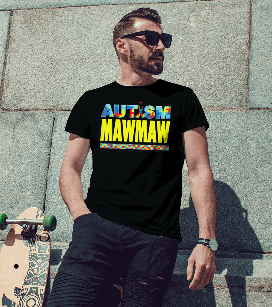 Autism Puzzle Ribbon Maw Maw Support Awareness T-Shirt