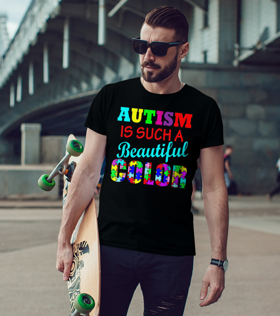 Autism Is Such A Beautiful Color Puzzle Piece Letters T-Shirt