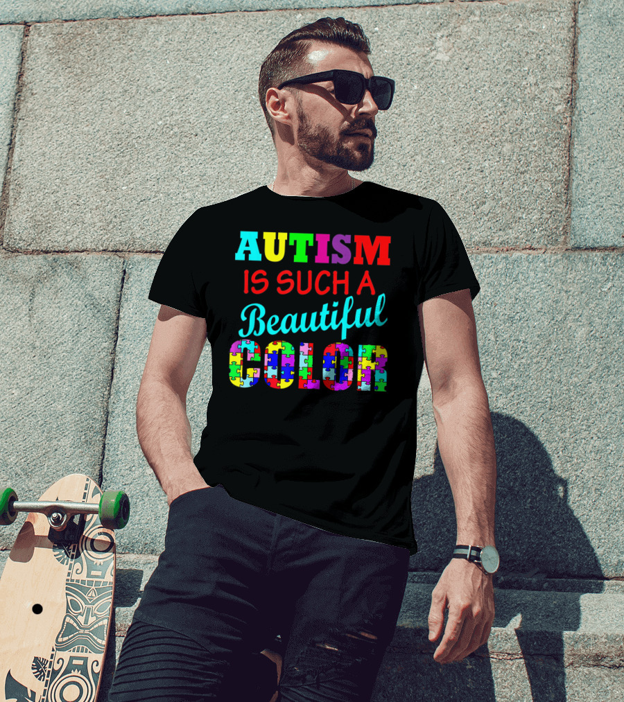 Autism Is Such A Beautiful Color Puzzle Piece Letters T-Shirt
