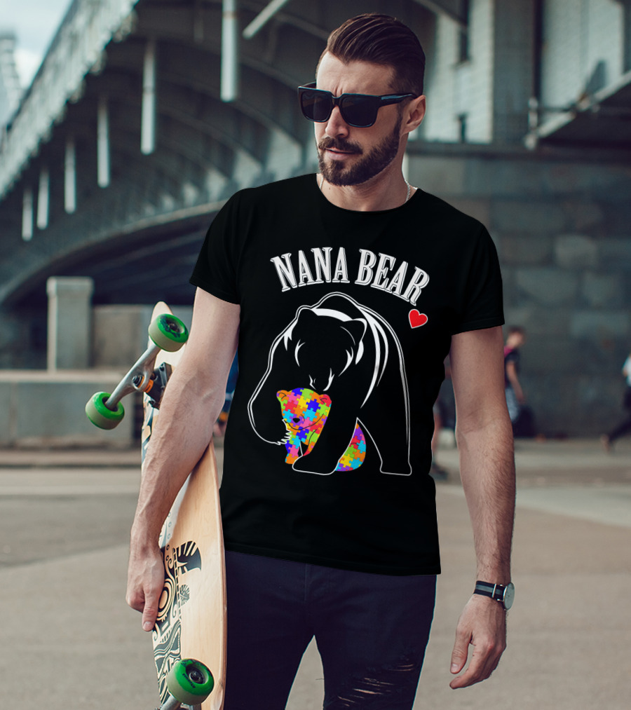 Nana Bear Autism Awareness Puzzle Heart Love T-Shirt