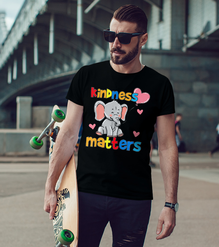 Kindness Matters Autism Awareness Elephant With Hearts T-Shirt