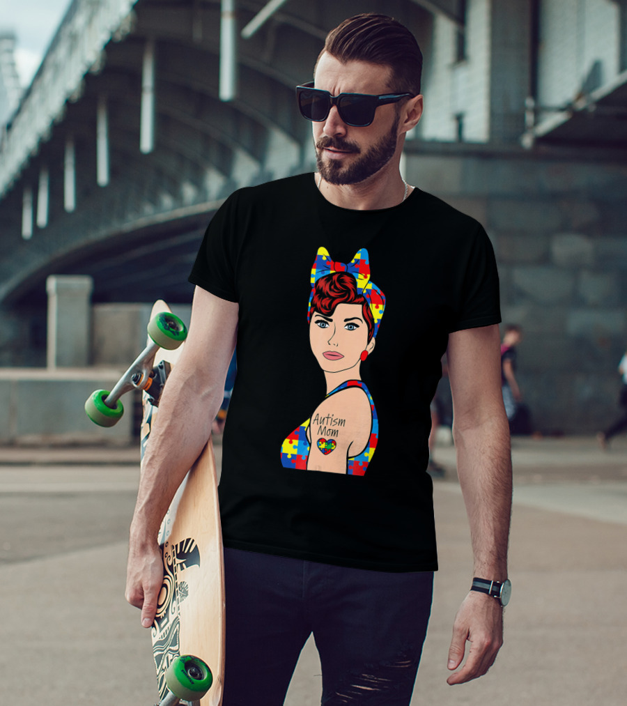 Autism Mom Autism Awareness Puzzle Heart Strong T-Shirt