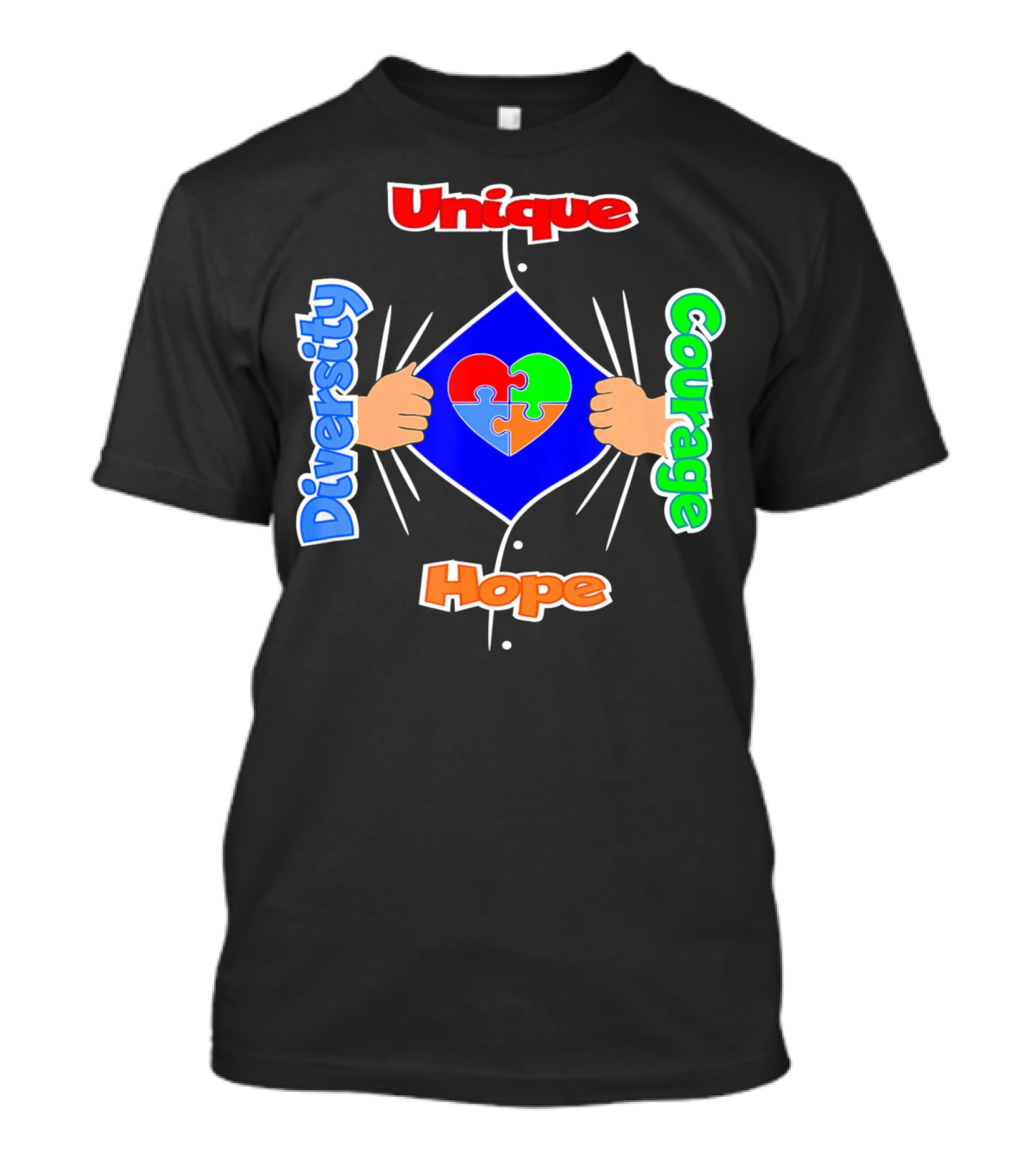 Diversity Unique Courage And Hope Puzzle Heart Superman T-Shirt