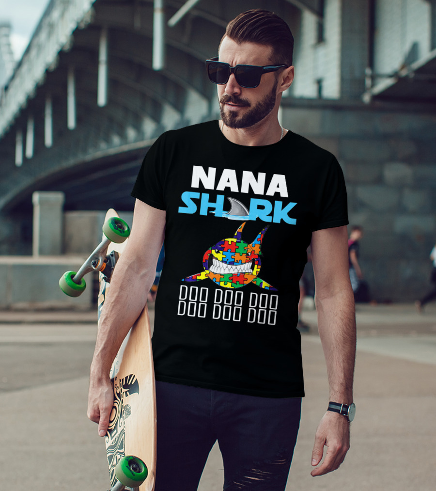Nana Shark Autism Awareness Puzzle Doo Doo Doo T-Shirt
