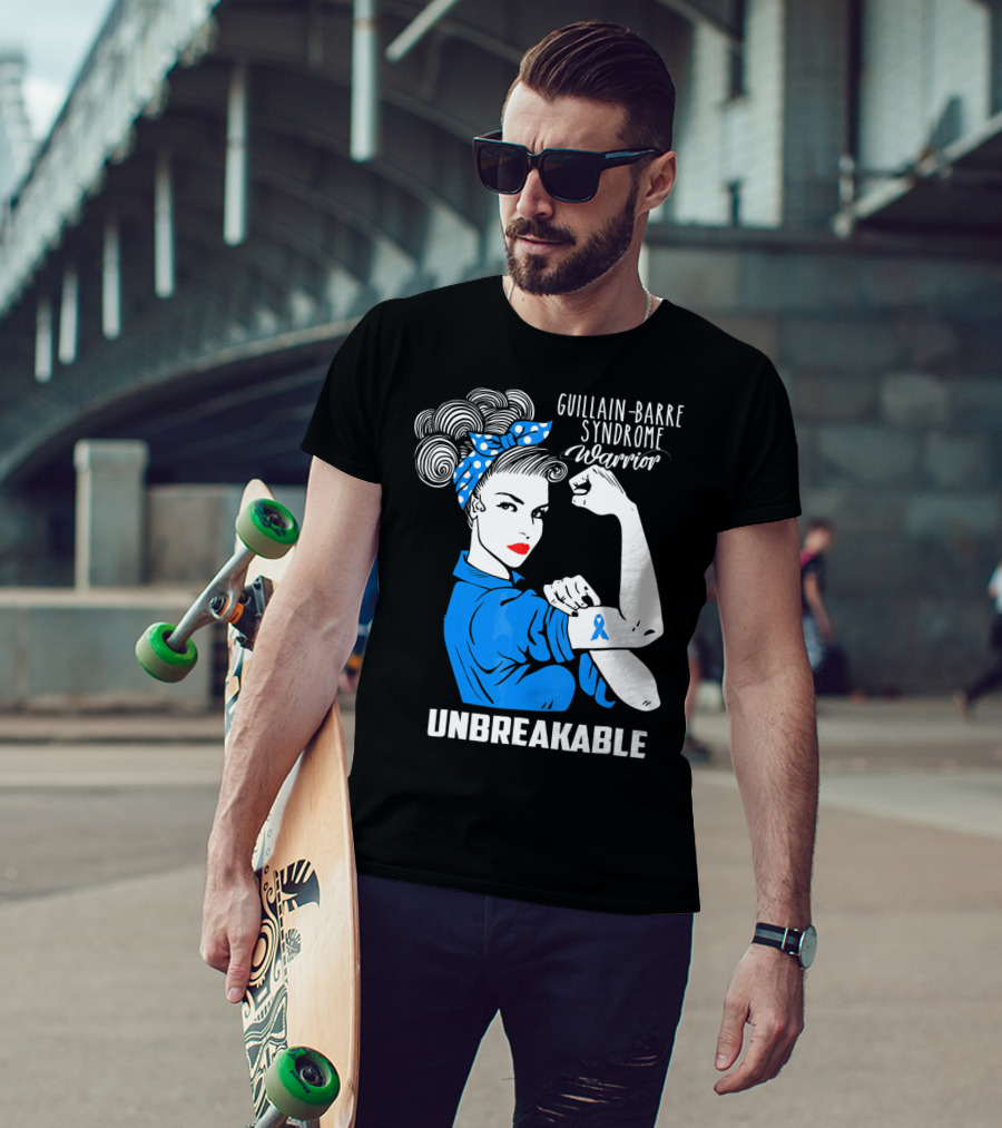 Guillain-Barre Syndrome Warrior Unbreakable Retro Strong Woman With Awareness T-Shirt