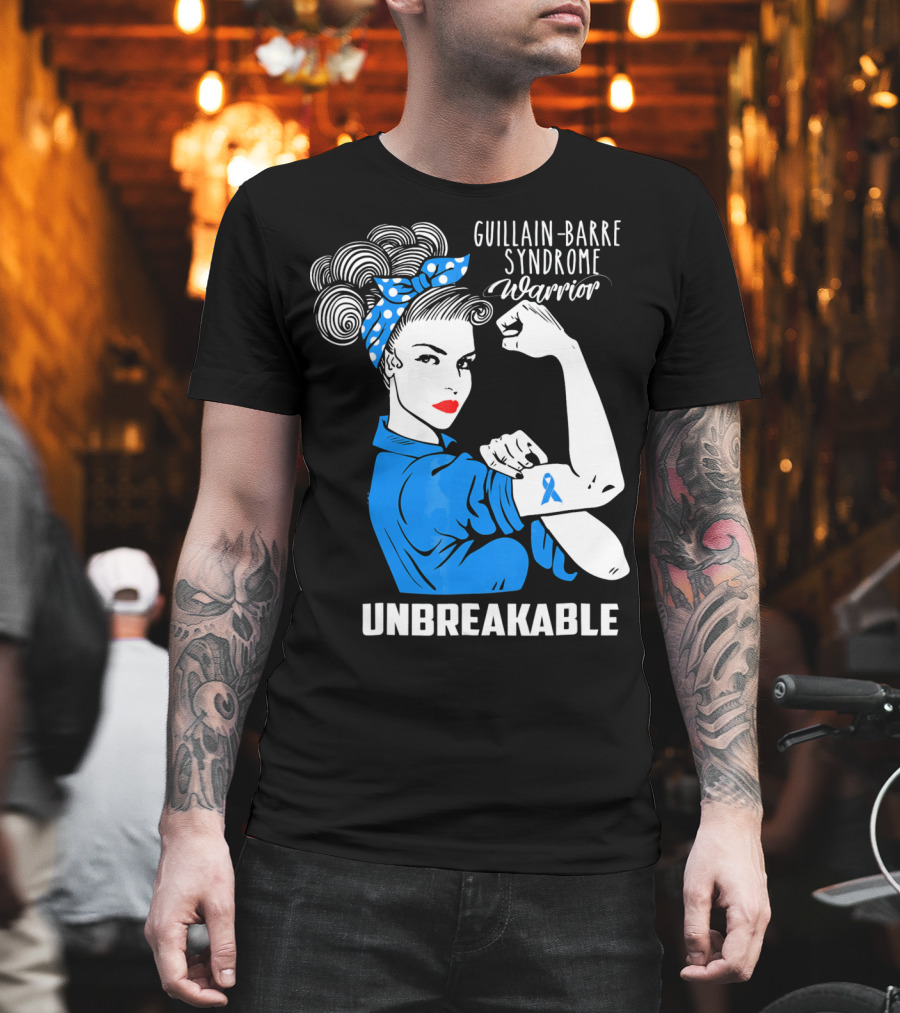 Guillain-Barre Syndrome Warrior Unbreakable Retro Strong Woman with Awareness T-Shirt
