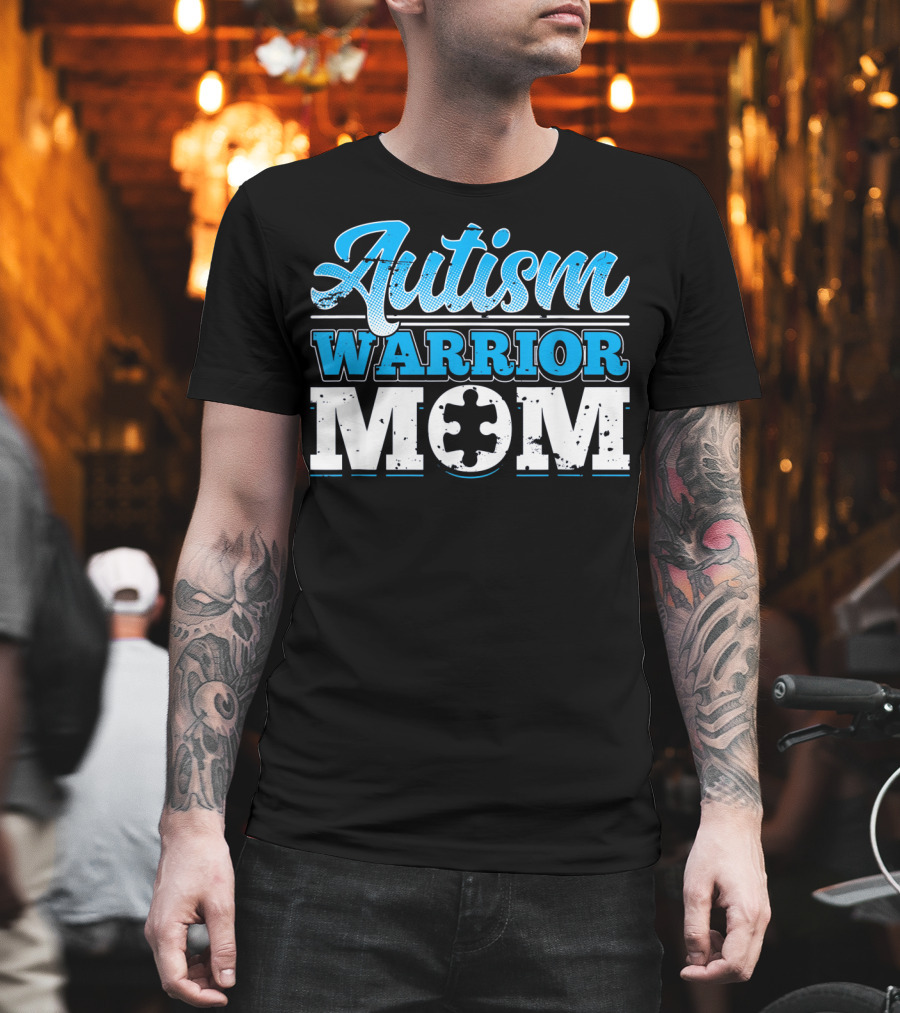 Autism Warrior Mom Awareness Puzzle Piece T-Shirt