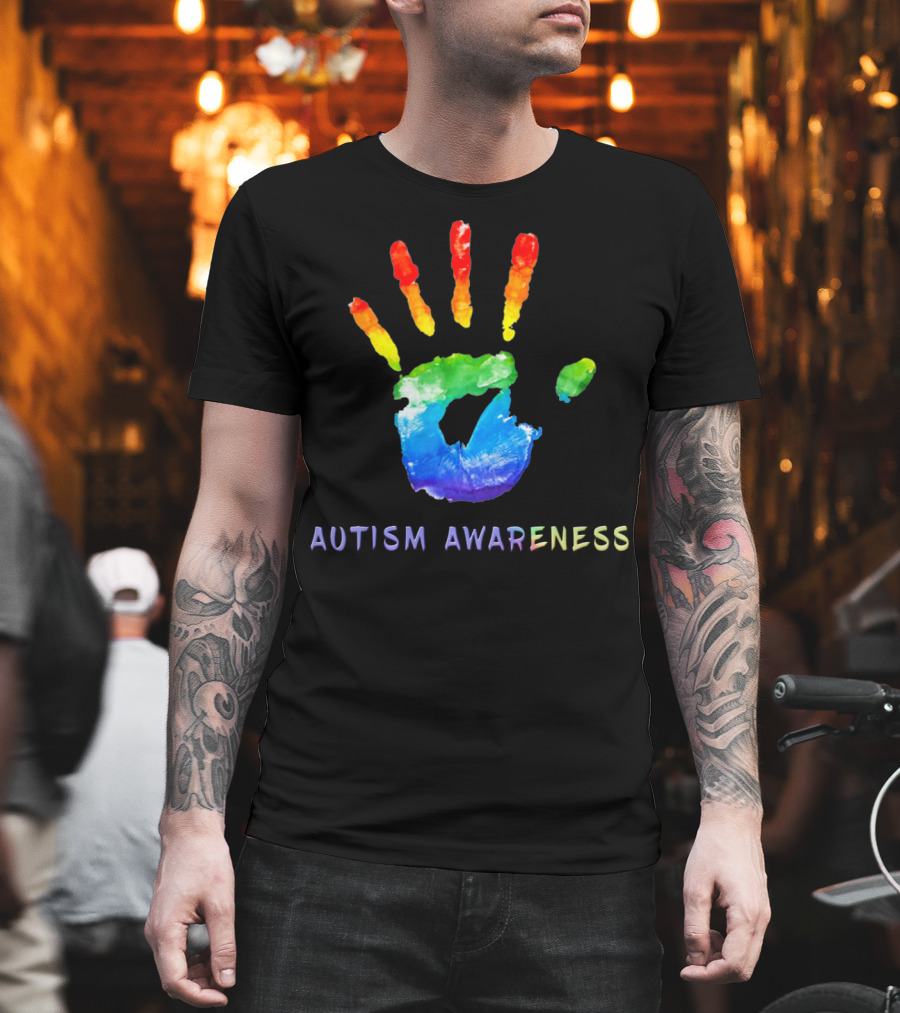 Autism Awareness Colorful Rainbow Handprint T-Shirt