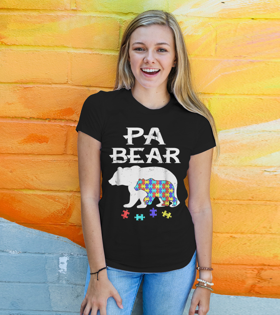 PA Bear With Autism Awareness Puzzle Pieces T-Shirt
