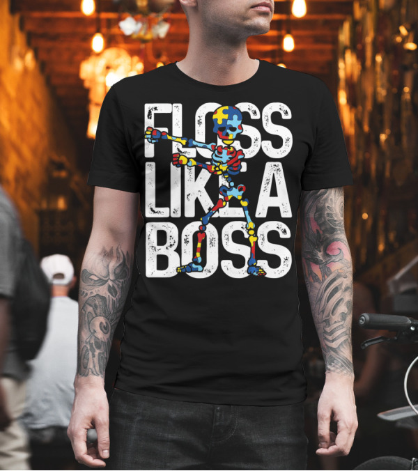 Floss Like A Boss Puzzle Skeleton Autism Awareness T-Shirt Floss Like A Boss Puzzle Skeleton Autism Awareness T-Shirt