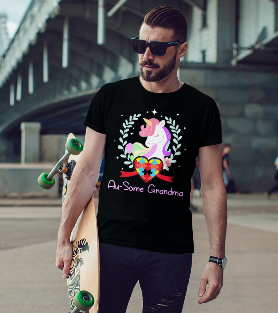 Au-Some Grandma Unicorn Heart Autism Awareness T-Shirt