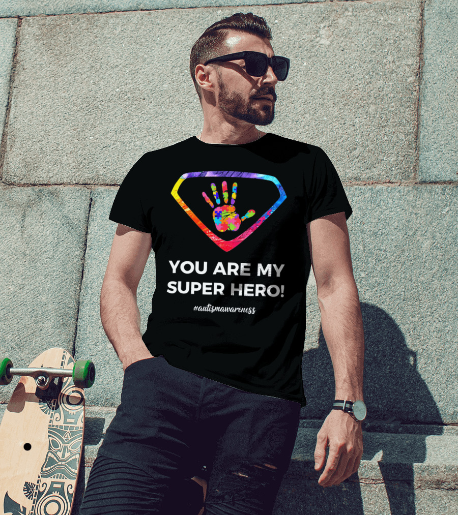 You Are My Superhero Autism Awareness Handprint Puzzle T-Shirt