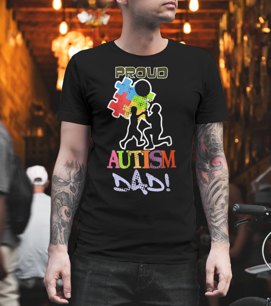 Proud Autism Dad Puzzle Piece Balloon T-Shirt