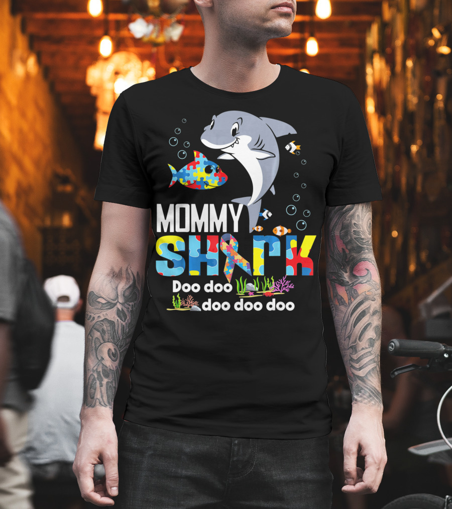 Mommy Shark Autism Doo Doo Doo Autism Puzzle T-Shirt