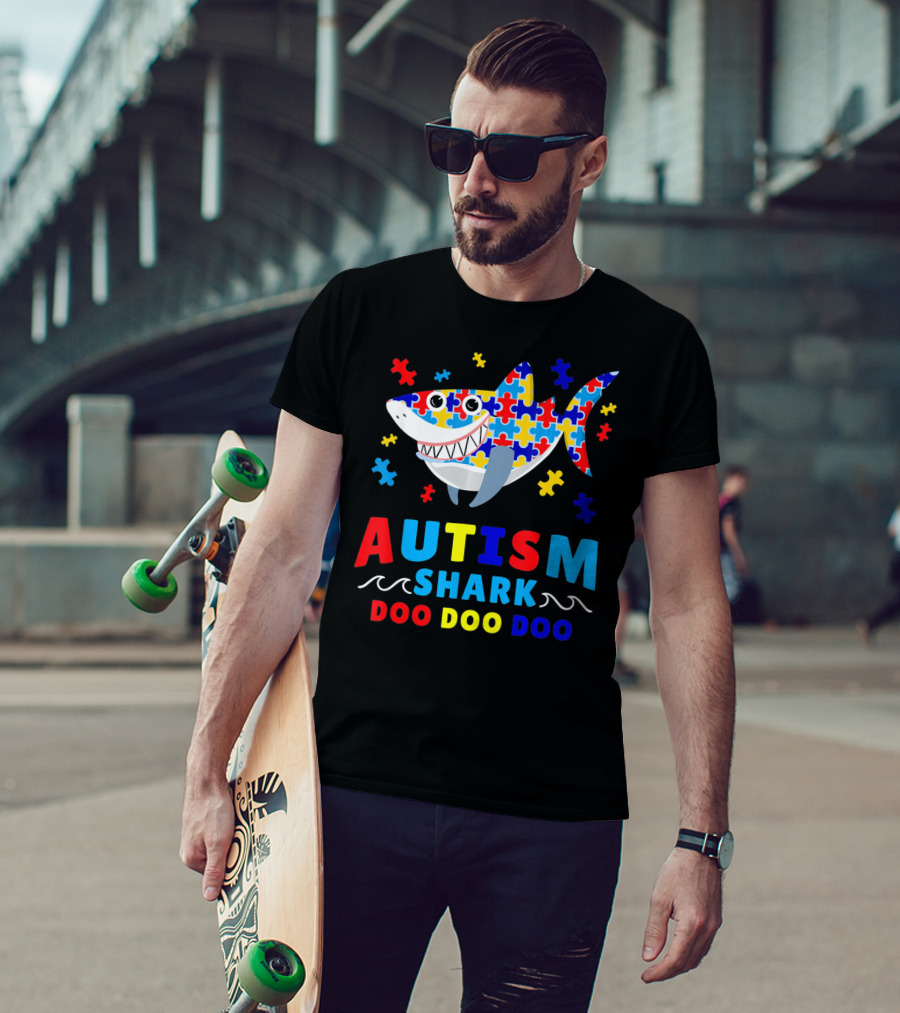 Autism Puzzle Shark Doo Doo Doo Autism Awareness T-Shirt