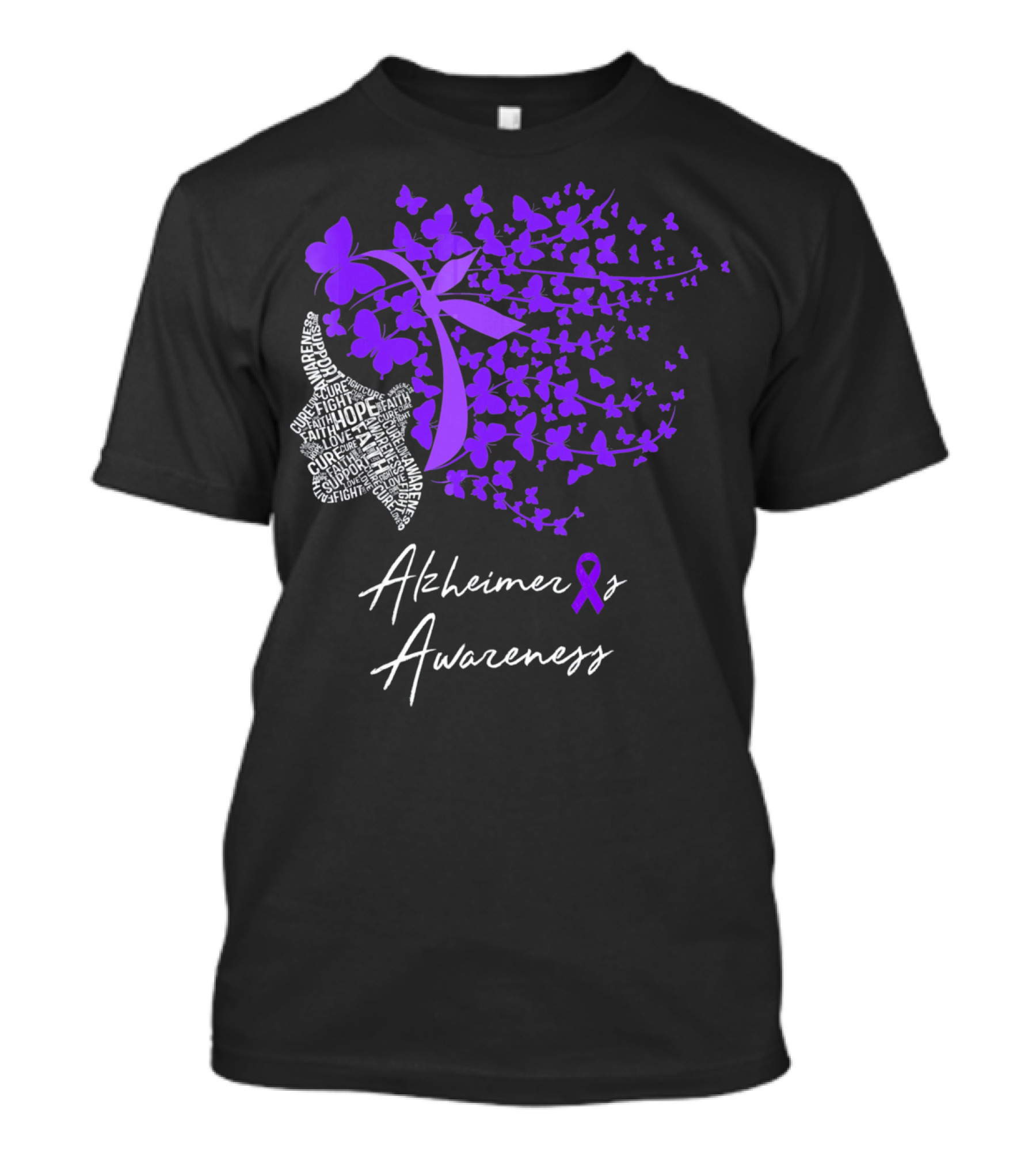 Alzheimers Awareness Hope Courage Faith Empowerment Butterfly T-Shirt