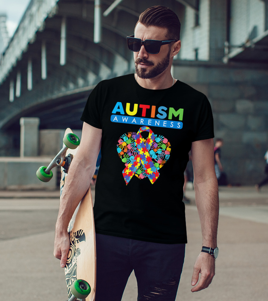 Autism Awareness Puzzle Ribbon Heart T-Shirt