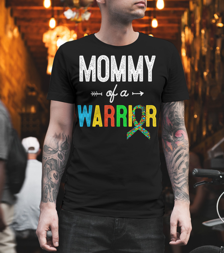 Mommy Of A Warrior Autism Awareness Puzzle T-Shirt