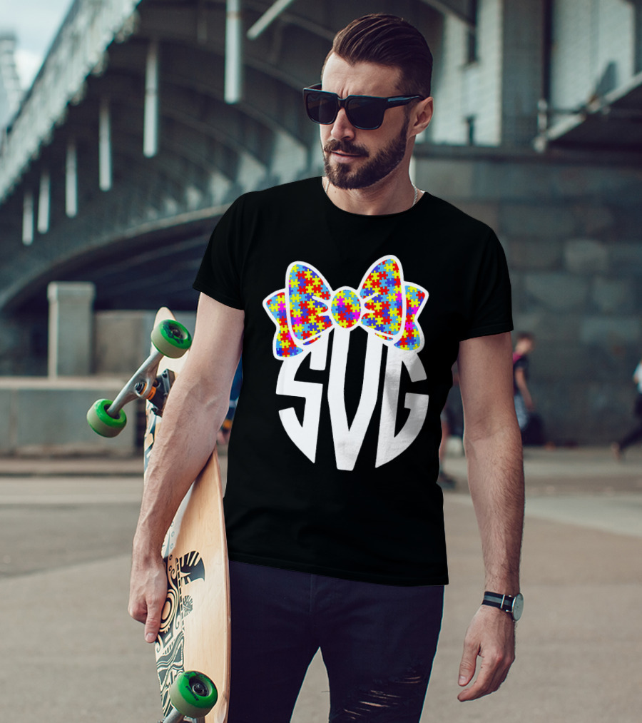 SVG Autism Awareness Puzzle Bow T-Shirt