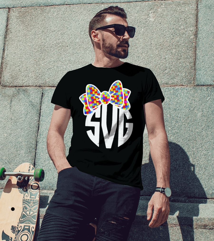 SVG Autism Awareness Puzzle Bow T-Shirt