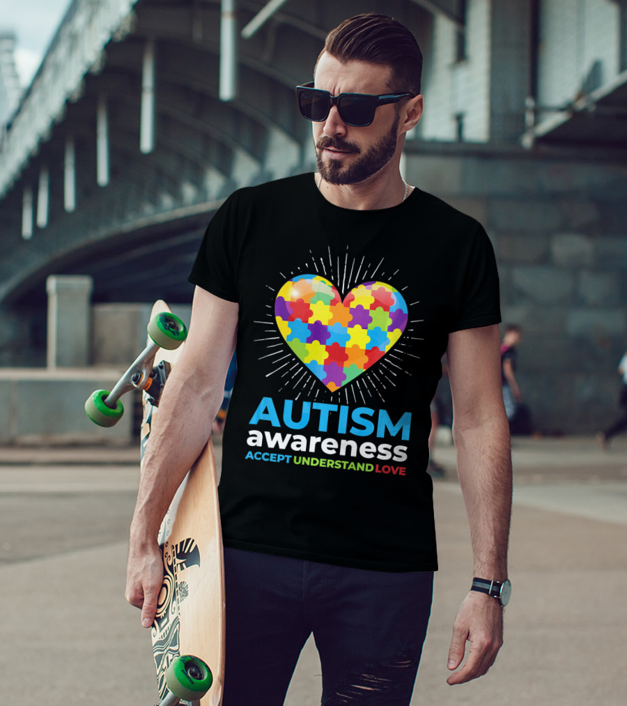 Autism Awareness Day Heart Puzzle Accept Understand Love T-Shirt