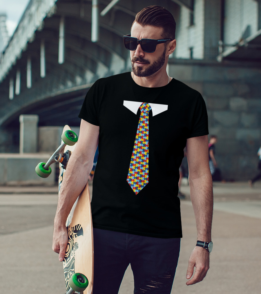 Autism Awareness Puzzle Tie T-Shirt