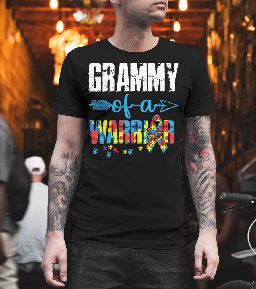GRAMMY OF A WARRIOR AUTISM AWARENESS PUZZLE PIECE T-Shirt