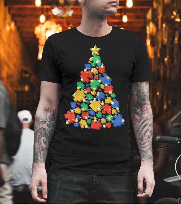 Christmas Autism Puzzle Tree Autism Awareness T-Shirt Christmas Autism Puzzle Tree Autism Awareness T-Shirt
