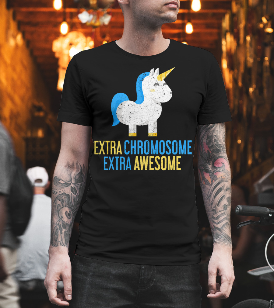 Extra Chromosome Extra Awesome Unicorn Down Syndrome Awareness T-Shirt
