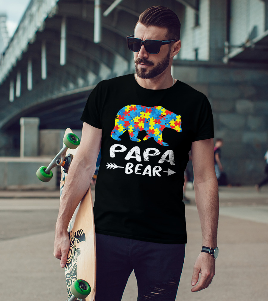 Papa Bear Autism Puzzle Spirit T-Shirt