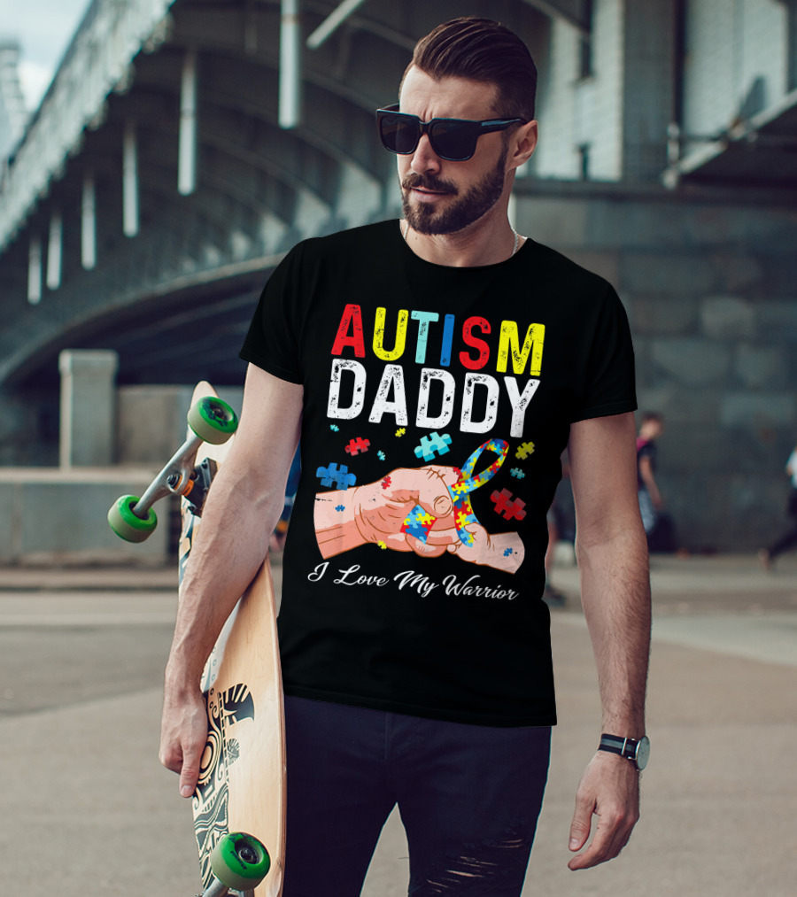Autism Daddy I Love My Warrior Puzzle T-Shirt