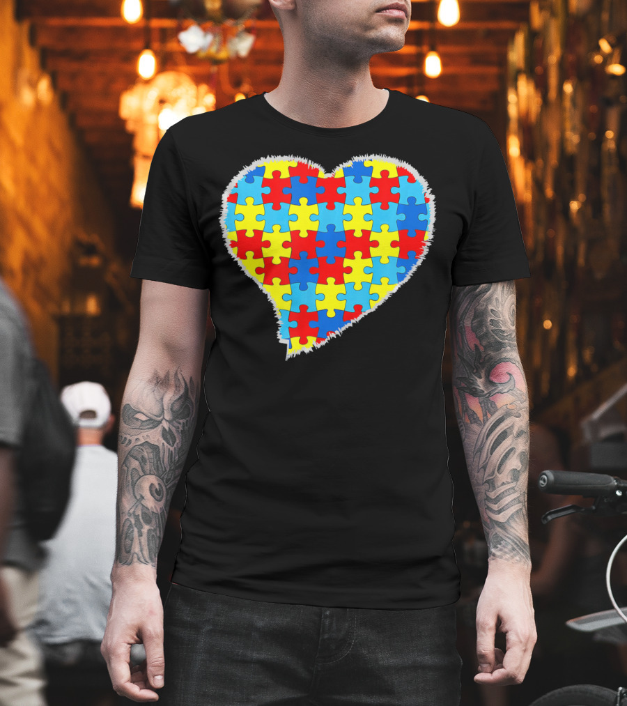 Autism Puzzle Pieces Heart Awareness T-Shirt
