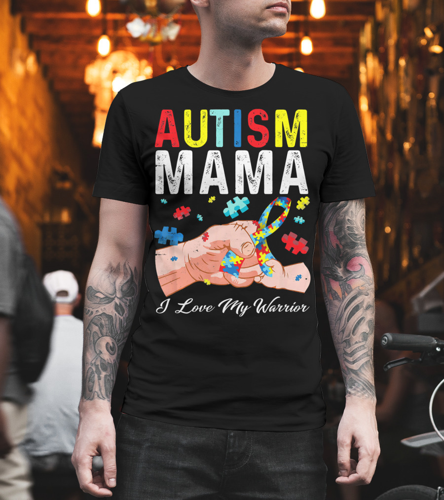 Autism Mama I Love My Warrior Puzzle T-Shirt